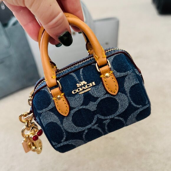 Coach Mini Denim Rowan bag charm, NWT and never used - Picture 1 of 5